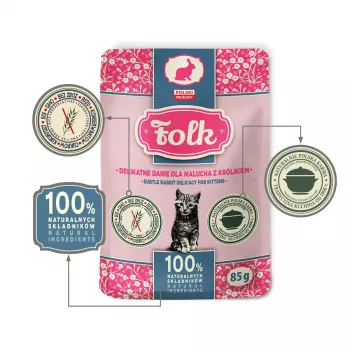 FOLK Kitten delicada iguaria de coelho - comida húmida para gatos - 85g