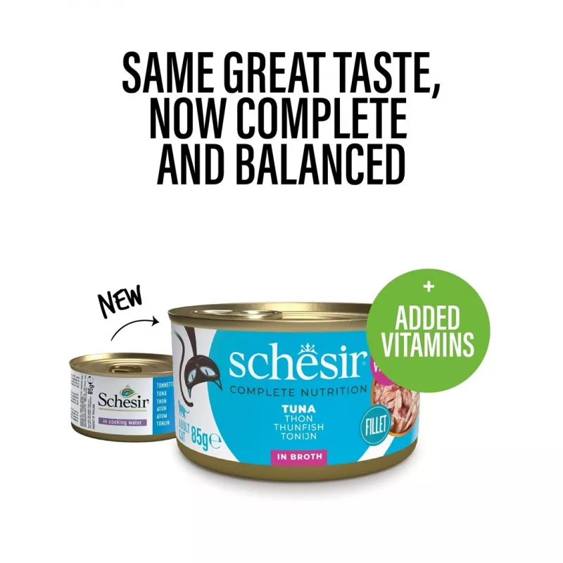 Schesir Adult comida húmida para gatos com atum em água de cozedura, 85 g
