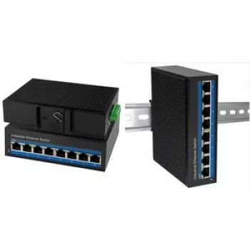 Switch PoE Fast Ethernet Industrial LogiLink, 8 portas 10/100Base-TX RJ45, Plug & Play, caixa metálica preta, - 1 unid. (NS201P)
