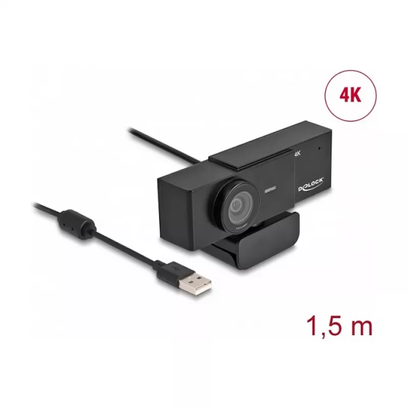 Webcam DeLOCK 96400 8 MP 3840 x 2160 píxeis USB 2.0 preto