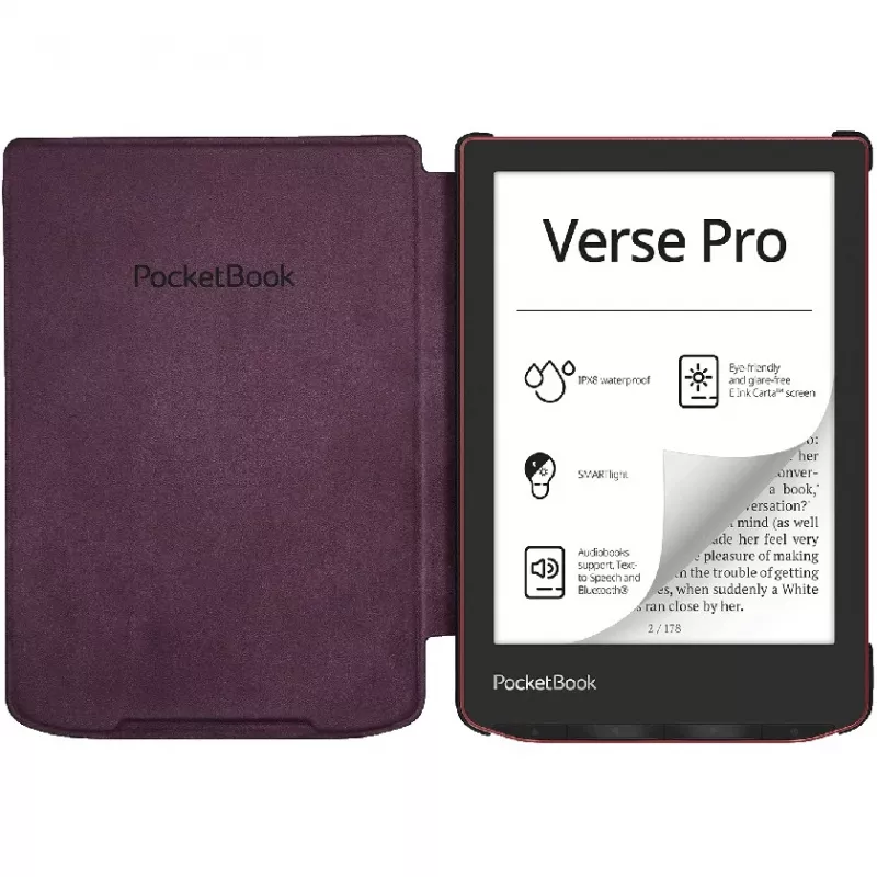 Capa tipo carteira para leitor de e-books de 6 polegadas PocketBook Shell — preta/branca, 112 × 160 × 12,5 mm