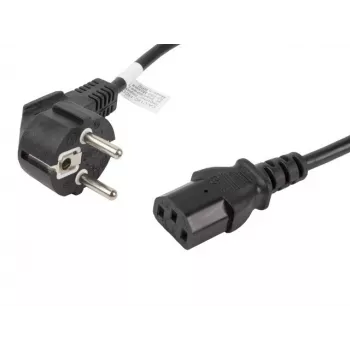 Cabo de alimentação LANBERG CA-C13C-11CC-0018-BK — 1,8 m, conector fêmea C13 para CEE7/7, C13 angular