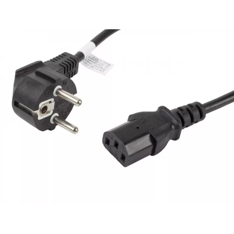 Cabo de alimentação LANBERG CA-C13C-11CC-0018-BK — 1,8 m, conector fêmea C13 para CEE7/7, C13 angular