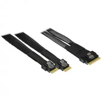 Cabo INTER-TECH SFF-8654-8i para 2× SFF-8654-4i, 70 cm cabo split interno