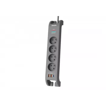 Régua de tomadas com proteção contra sobretensão Philips 4 tomadas cabo 2 m 3×US