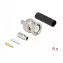 Conector macho de cravar BNC DELOCK 90013 para RG-174 / RG-316 com tubo termorretrátil, conector macho BNC, 14,5×23,5×14,5 mm, pack de 5
