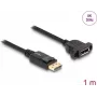 Cabo DeLOCK DisplayPort 1.4 8K 30 Hz macho para fêmea 1 m montagem em painel preto