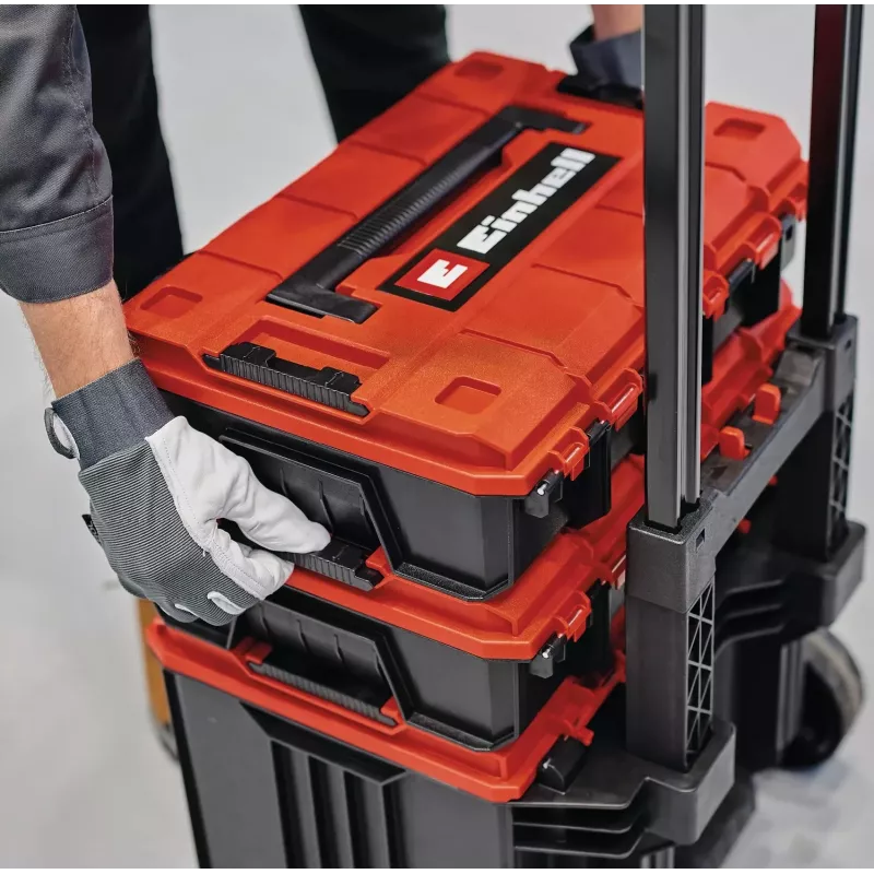 Mala de ferramentas Einhell E-Case Tower preta vermelha polipropileno resistente ao calor resistente a salpicos