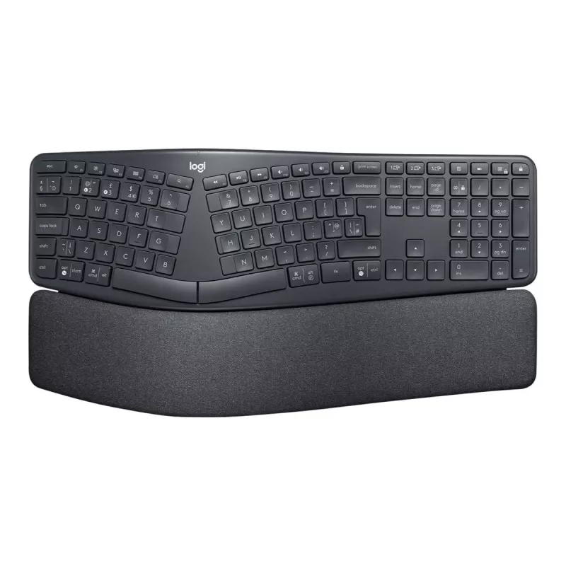 Logitech ERGO K860 - Teclado - Sem fios - 2,4 GHz, Bluetooth 5.0 - QWERTY - GB - Grafite