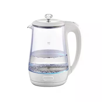 Chaleira elétrica Maestro MR 052 WH — 1,7 L, 2200 W, branco translúcido, corpo em vidro