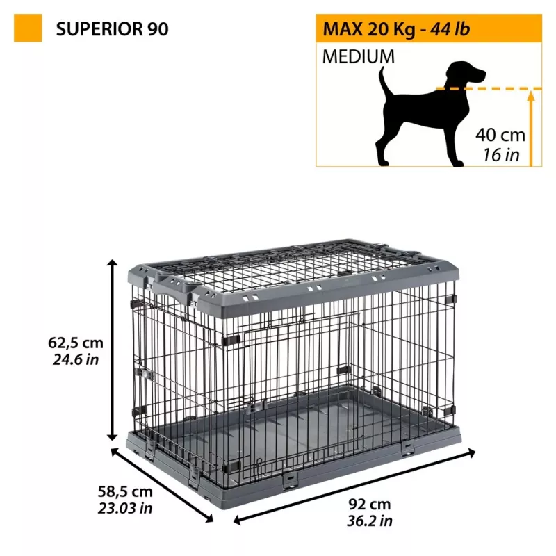 FERPLAST Superior 90 - caixa para cão - 92 x 58,5 x 62,5 cm