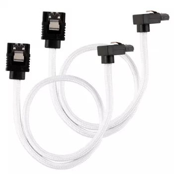 Corsair CC-8900279 cabo SATA Premium com revestimento, angular, 30 cm, branco, pack de 2