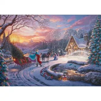 Thomas Kinkade Studios: Disney Dreams Collection - Cinderella Bringing Home the Tree, Puzzle 1000 peças