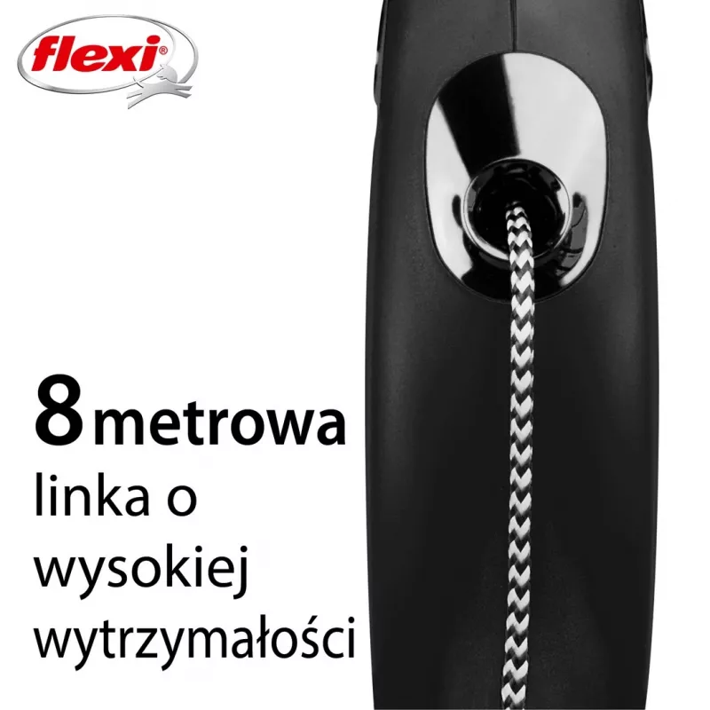 Trella retrátil Flexi New CLASSIC 8 m preta para cão