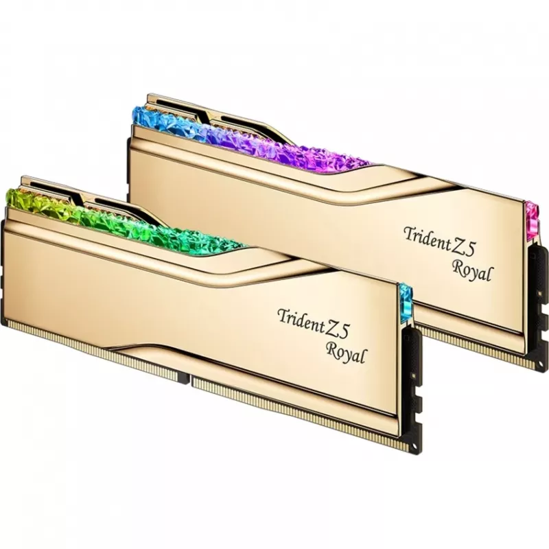 DIMM 32 GB DDR5-6000, memória dourada, F5-6000J2836G16GX2-TR5G, Trident Z5 Royal RGB, INTEL XMP