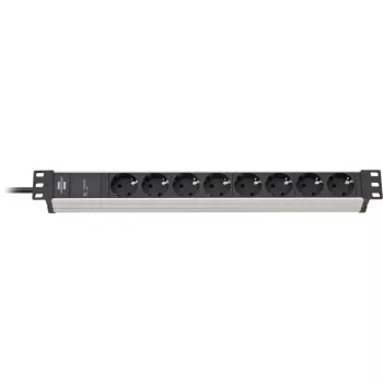 Brennenstuhl 1390007308 - 2 m - 8 tomadas AC - interior - IP20 - alumínio - plástico - preto - prateado