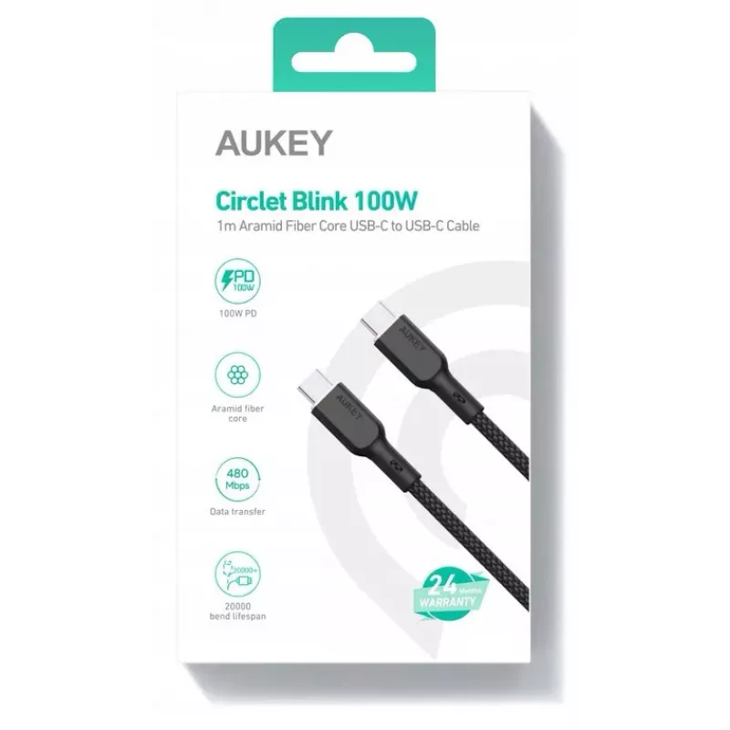 Cabo de nylon AUKEY CB-KCC101 USB-C para USB-C 1m
