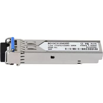 BlueOptics MGB-LA20-BO Transcetor SFP, compatível com Planet MGB-LA20 (BO15C3155620D), 1250 Mbit/s fibra