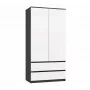 Guarda-roupa top e shop MALWA SS-90, 90×180×50 cm, estrutura antracite, portas de batente brancas, 2 gavetas, laminado 16 mm