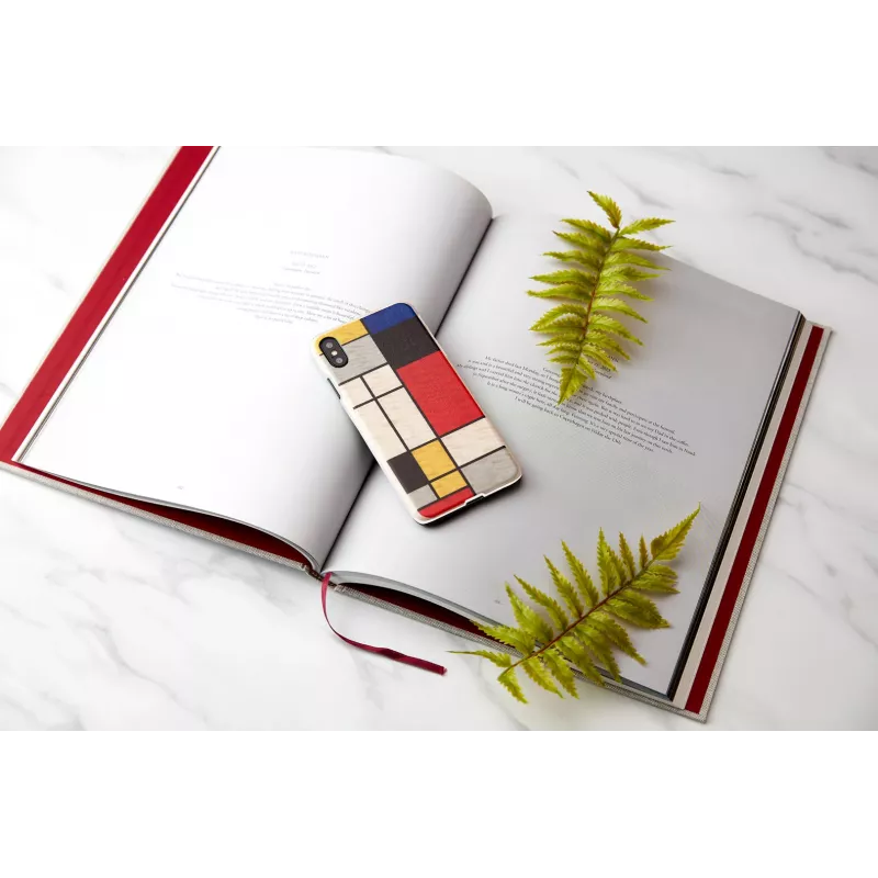 Capa para smartphone man and wood para iPhone X/XS, parte traseira em madeira, moldura branca