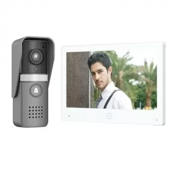 Intercomunicador com monitor, Tuya, Wi-Fi, dois fios