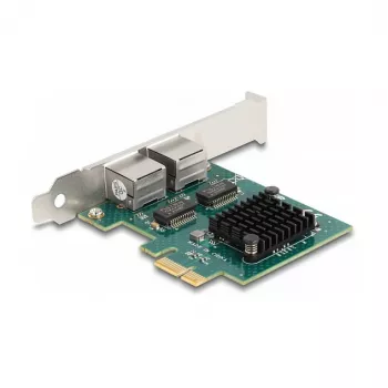 Placa DeLOCK PCI Express x1 2 x RJ45 Gigabit LAN BCM cinzento