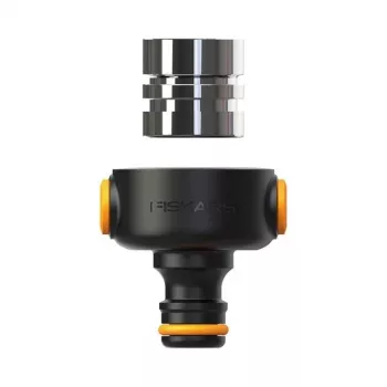 Fiskars 1027062 conector para mangueira de água união de mangueira metal preto, laranja, prateado 1 unid.