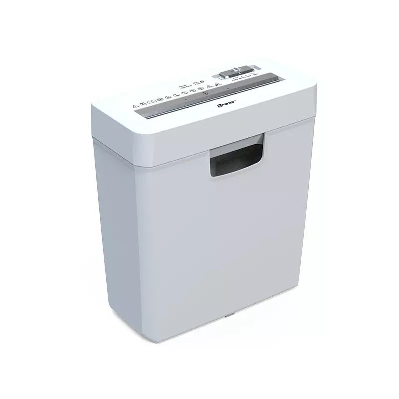 Destruidora de documentos TRACER Tracer 47584 — corte cruzado de 6 mm, até 5–6 folhas, depósito de 10 L, branca