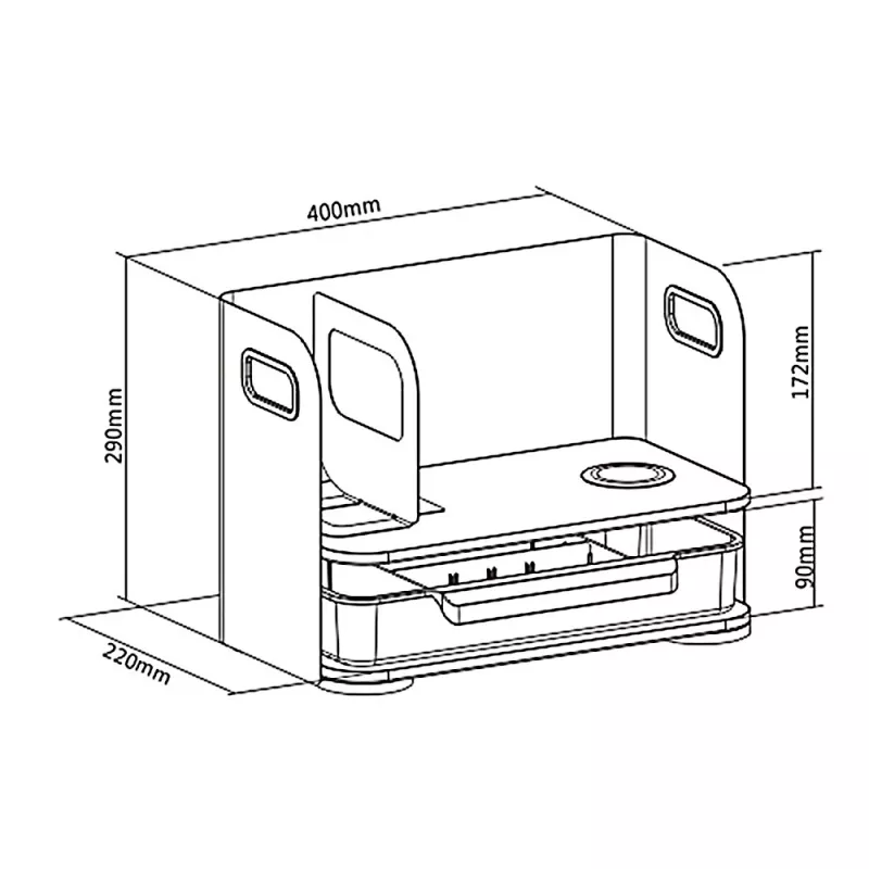 Organizador de secretária com gaveta e carregador sem fios Ergo Office, branco, máx. 10kg, ER-441