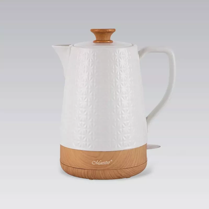 Chaleira elétrica Maestro MR-076 1,8 l 1800 W corpo em cerâmica, branco/madeira