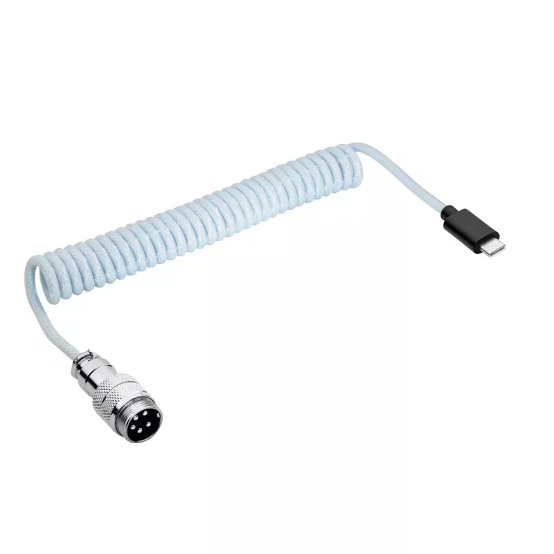 Cabo espiral Aviator Akyga AK-USB-49 USB-C para USB-C com ficha GX16, USB 2.0, 3 m, branco