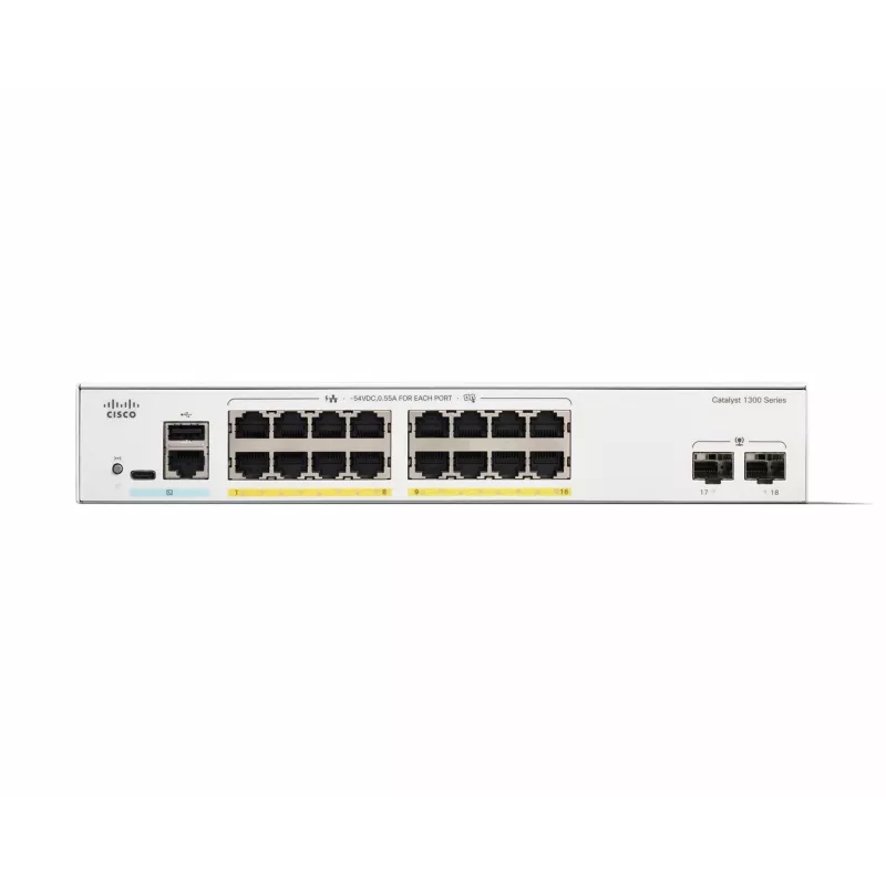 Switch gerido Cisco Catalyst 1300-16FP-2G 16 Port GE Full PoE