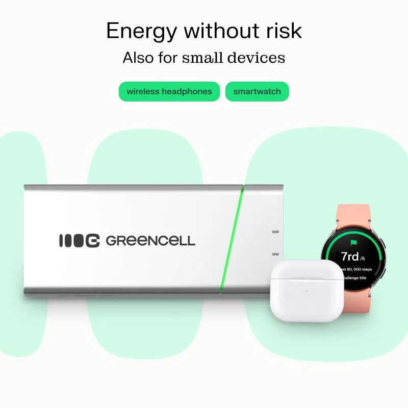 Bateria portátil Green Cell BPLGC20P 20800 mAh de iões de lítio, USB-C PD 65W, 2x USB-C + 1x USB-A, caixa em alumínio