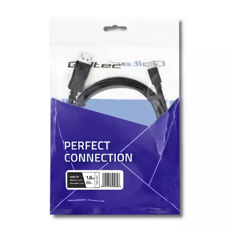 Cabo DisplayPort Qoltec 50434 1,8 m Mini DisplayPort preto