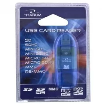 Leitor de cartões Titanum TA101B USB 2.0, azul – suporta formatos MicroSD, SD/SDHC, MMC, MS, 480 Mbit/s