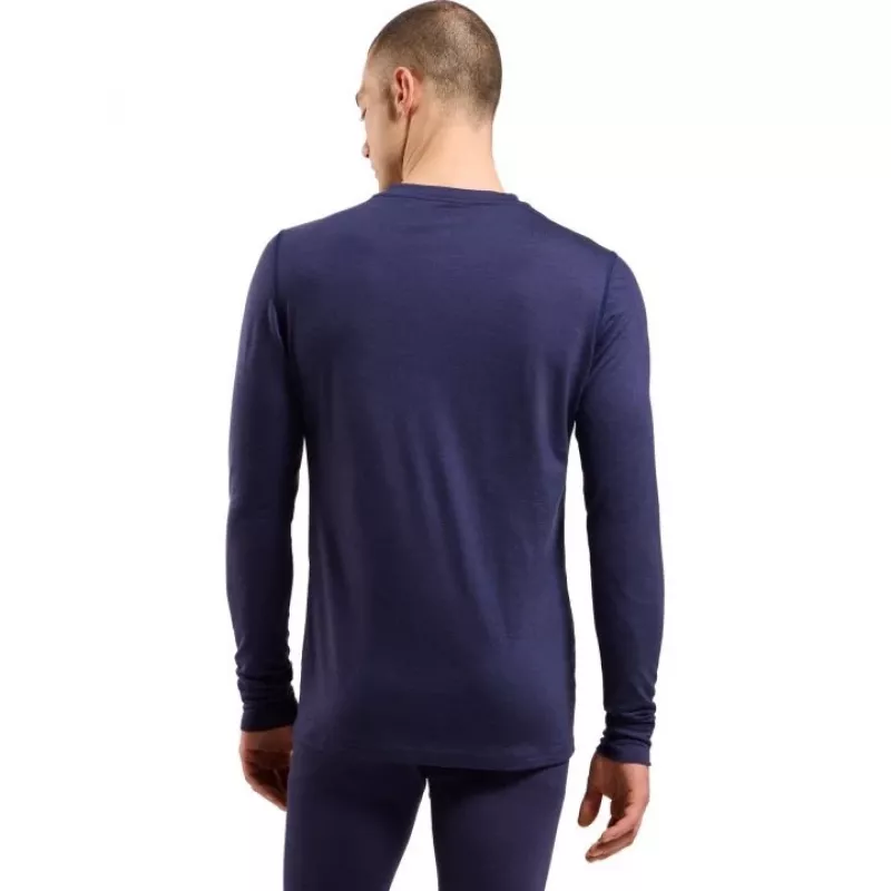 Roupa térmica de manga comprida Odlo BL TOP decote redondo manga comprida MERINO 200, tamanho M, azul