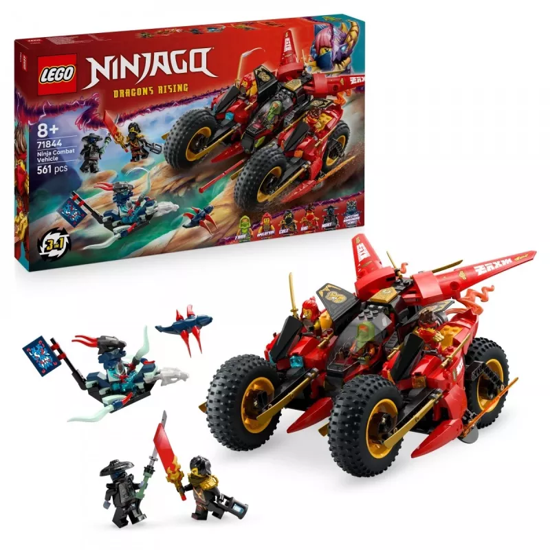 LEGO Veículo de combate Ninja Conjunto 71844 — NINJAGO, 561 peças, 6 minifiguras, peças móveis, 140×240×220 mm