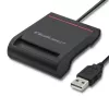 Leitor de cartões de ID QOLTEC Smart-Chip — USB, preto, 84,5×65×16 mm, 63 g