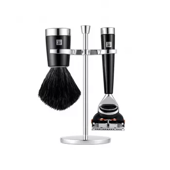 Conjunto de barbear ZWILLING CLASSIC de 3 peças com máquina de barbear, pincel e suporte - preto