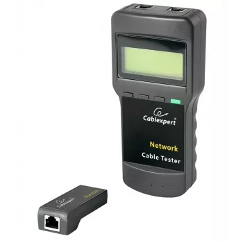 Testador de cabos de rede GEMBIRD NCT-31 — testador de continuidade com LCD, suporte para RJ-11/RJ-12/RJ-45, preto