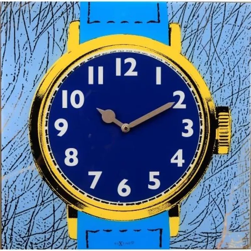 Relógio de parede NeXtime 8157 Watch One, 43x43,2 cm, azul/amarelo
