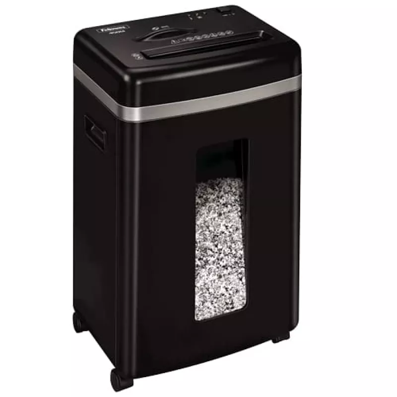 Destruidora de documentos Fellowes Powershred 450M Micro-cut, capacidade 9 folhas, 2 x 12 mm, recipiente de 22 litros, preto
