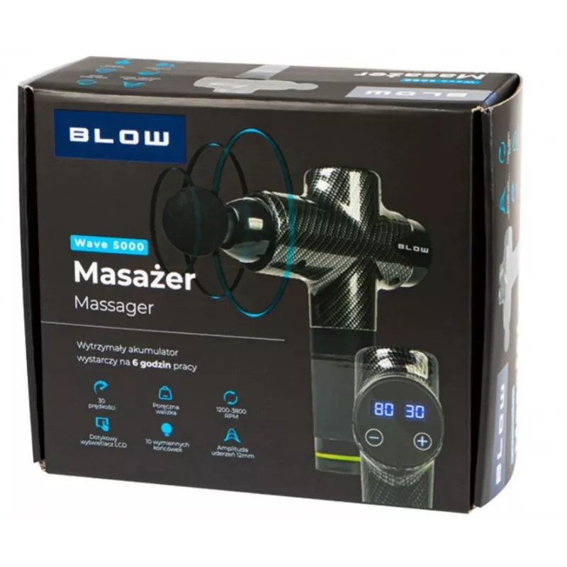 Massageador BLOW Wave 5000 com 10 acessórios substituíveis e bolsa de transporte