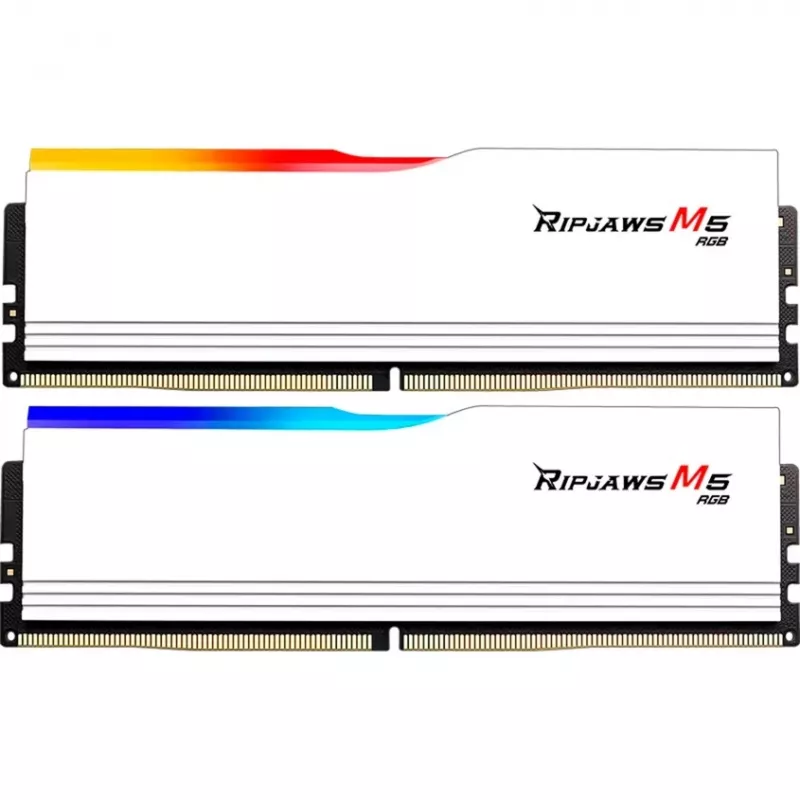 DIMM 64 GB DDR5-6000 (2x 32 GB) Dual-Kit, memória branca, F5-6000J3040G32GX2-RM5RW, Ripjaws M5 RGB, INTEL XMP