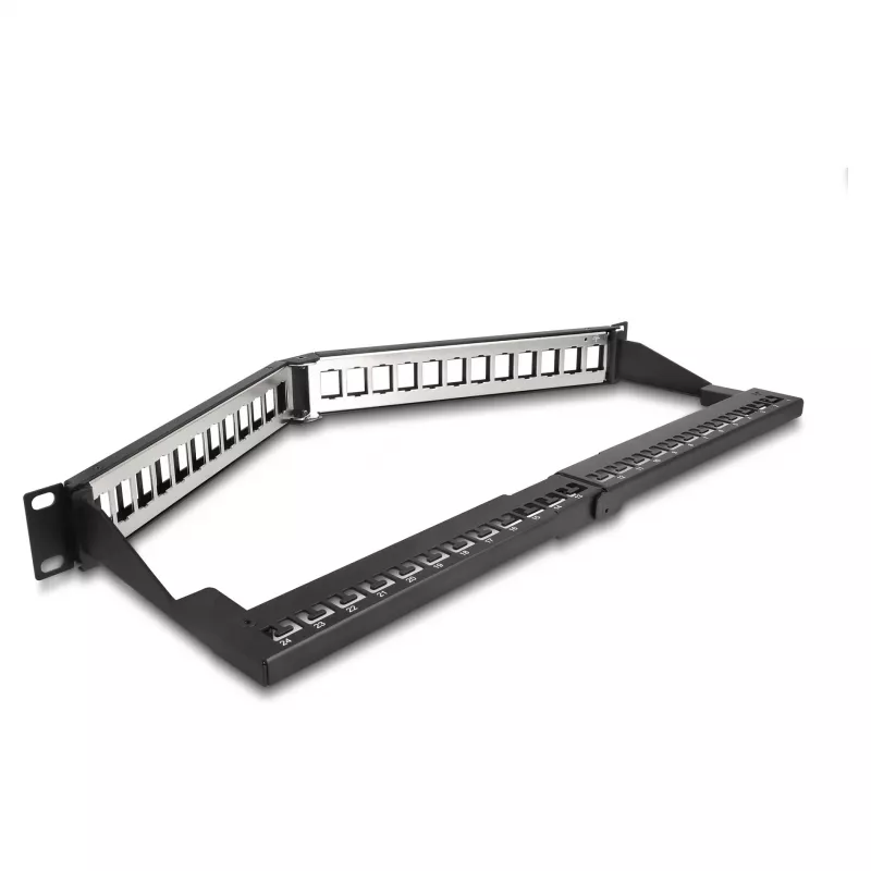 DeLOCK 19 polegadas Keystone Patch Panel 24 portas com alívio de tensão 1HE angular preto
