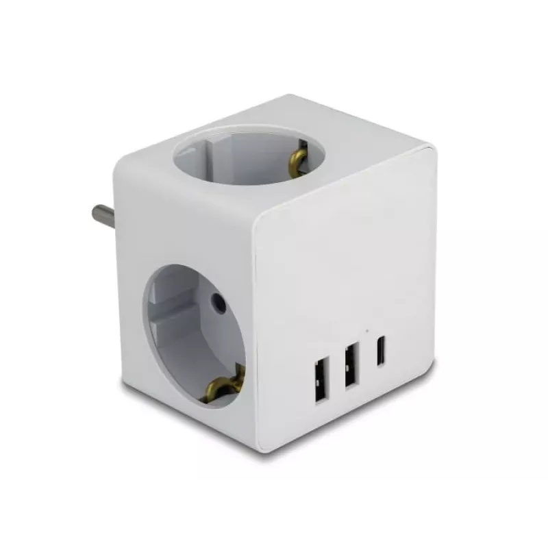 Adaptador de ficha de rede tipo F DeLOCK 11496 2 portas USB 5 V 2,4 A 3 A