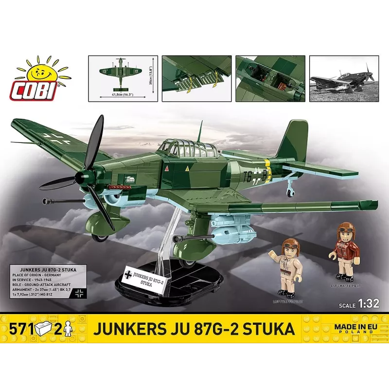 Kit de construção Cobi Blocks Junkers JU 87G-2 Stuka 571 peças kit de modelismo