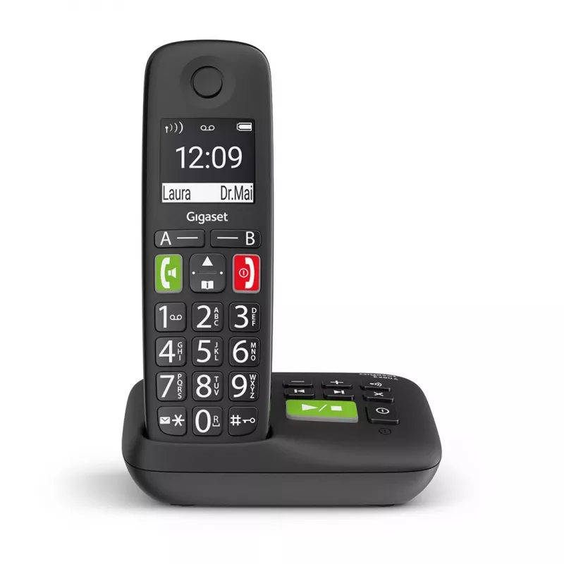 Gigaset E290A Telefone analógico/DECT com identificação de chamadas Preto