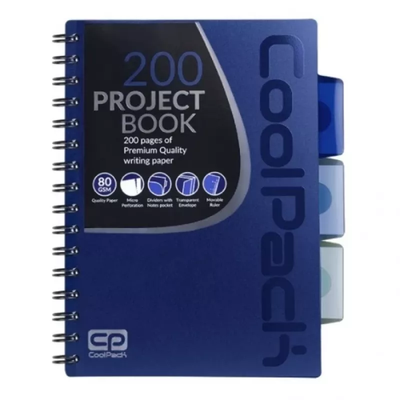 Caderno de espiral A5 Coolpack azul-escuro