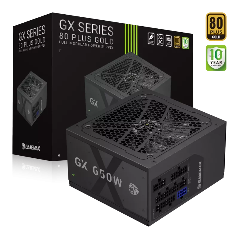 Fonte de alimentação Gamemax, 80 PLUS, Gold | GX 650GF | 650 W